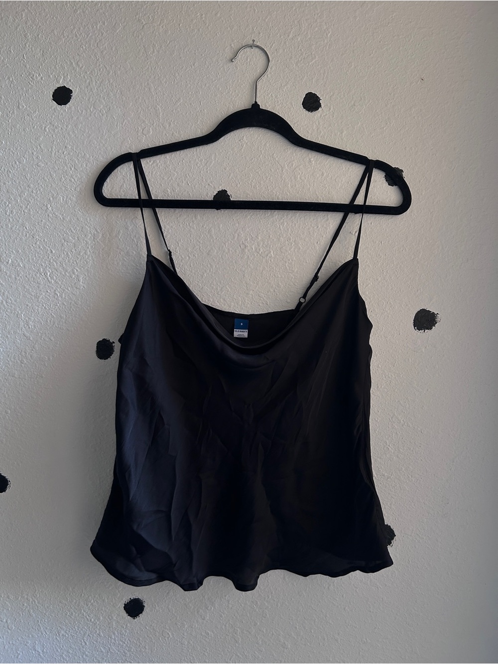 Old Navy Black Satin Cowl Neck Tank Top